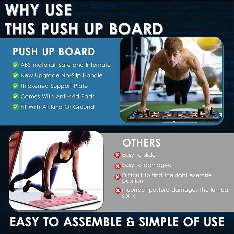 Portable Foldable Push Up Board for Full Body Home Workouts