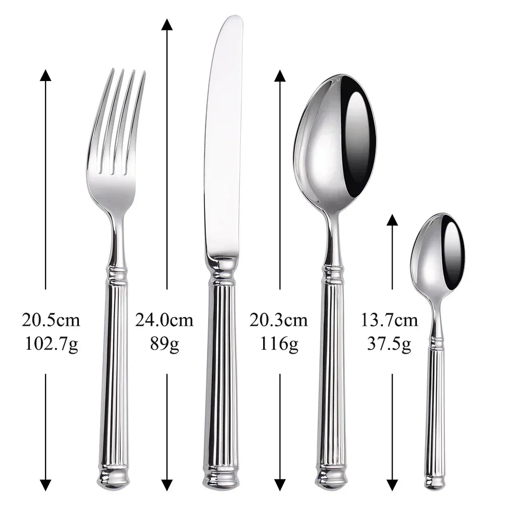 Premium Stainless Steel Cutlery Set – 304 Mirror Finish Silverware for Everyday & Formal Dining