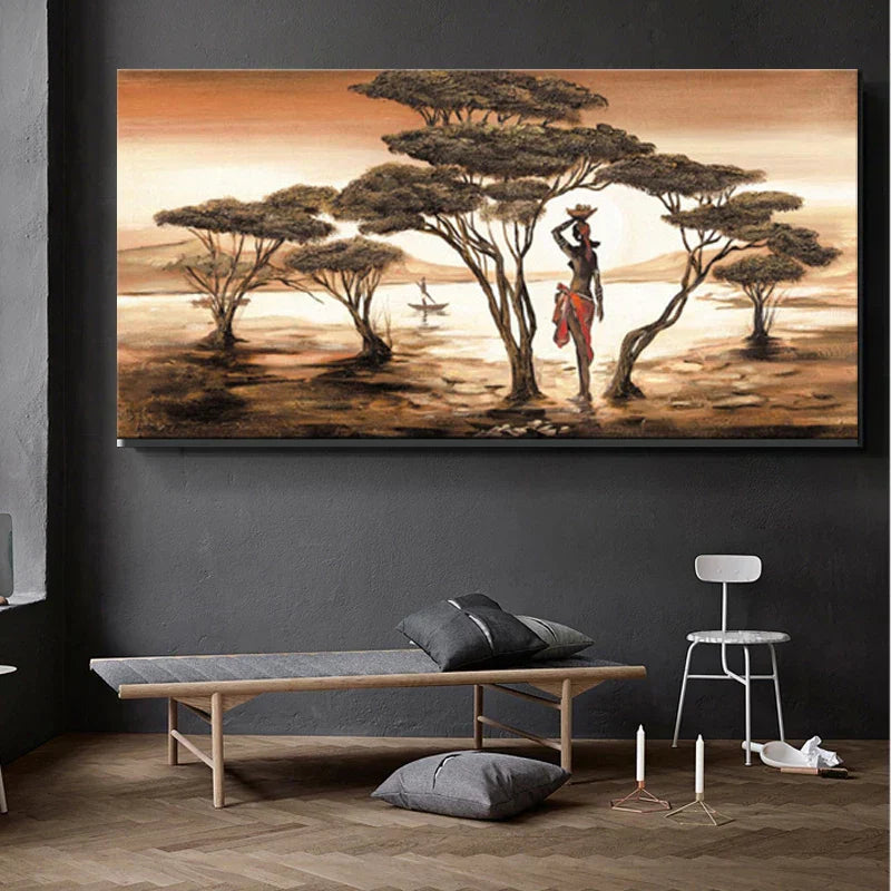 Plus Sizes Abstract African Woman Canvas Painting