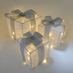 Set of 3 LED Gift Box Decorations for Indoor and Outdoor Use