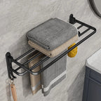 EasyTowel Foldable Towel Rack – Space-Saving & Stylish Black Wall-Mounted Bathroom Rack