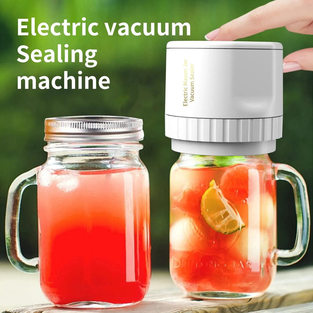 Electric Mason Jar Vacuum Sealing Set - Cordless Sealer for Wide Mouth and Regular Mason Jars - Ideal for Food Storage
