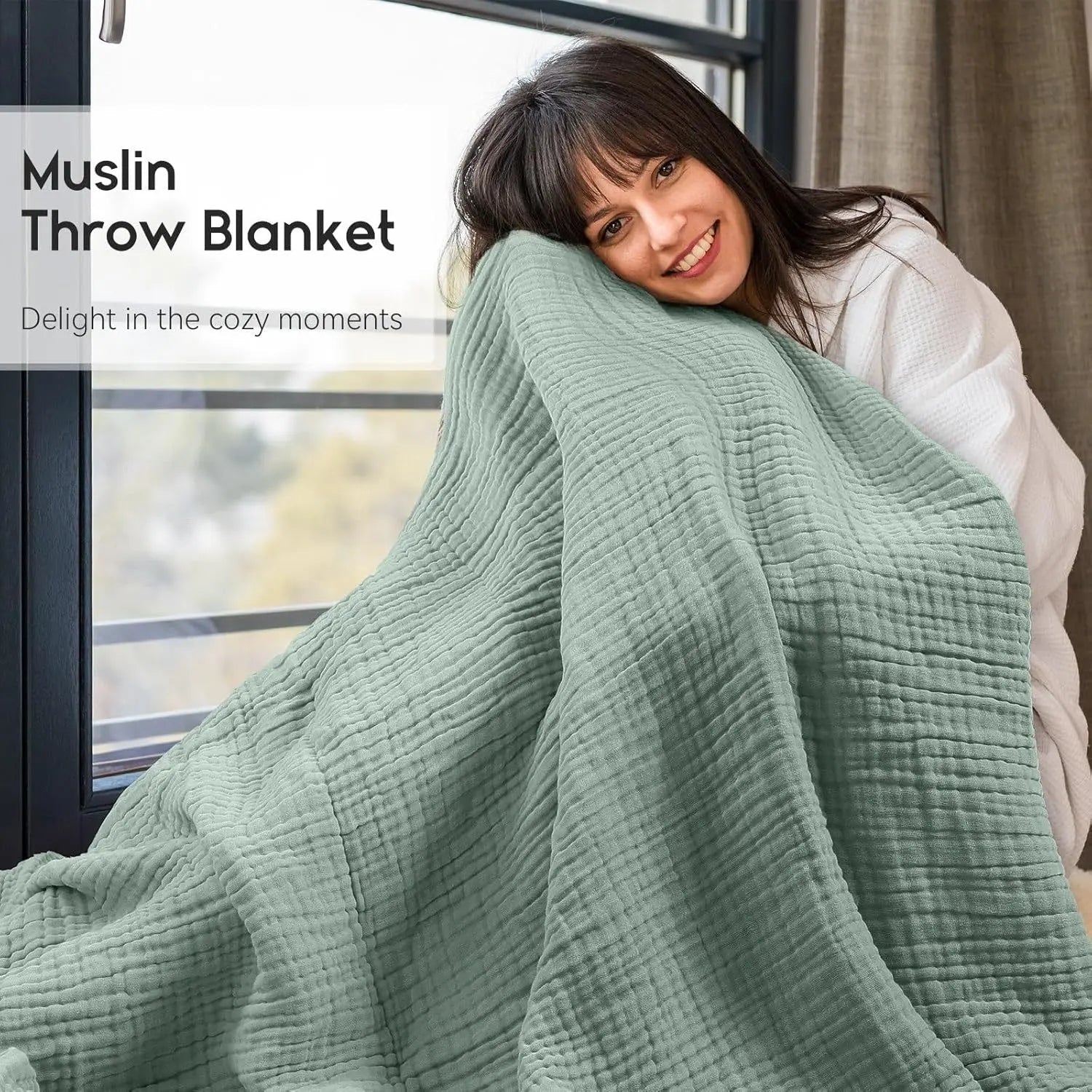 CottonBreeze | Muslin Blanket made of 100% Cotton | 6-layer, Breathable & Lightweight | For Sofa & Bed