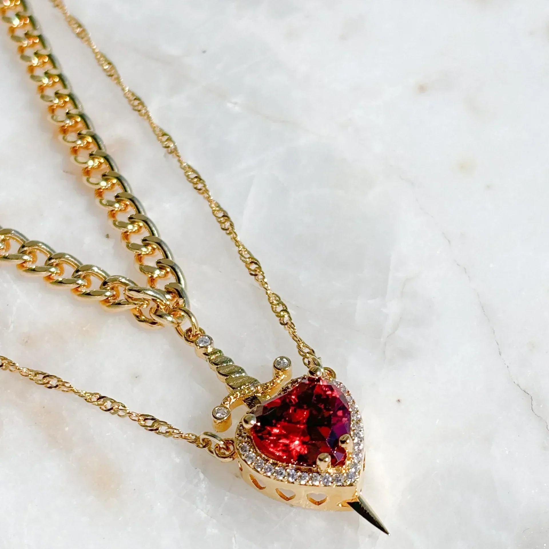 Heart and Sword Couple Necklaces