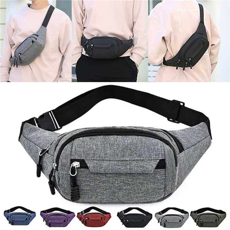 Unisex Waterproof Canvas Waist and Crossbody Bag for Outdoor Sports