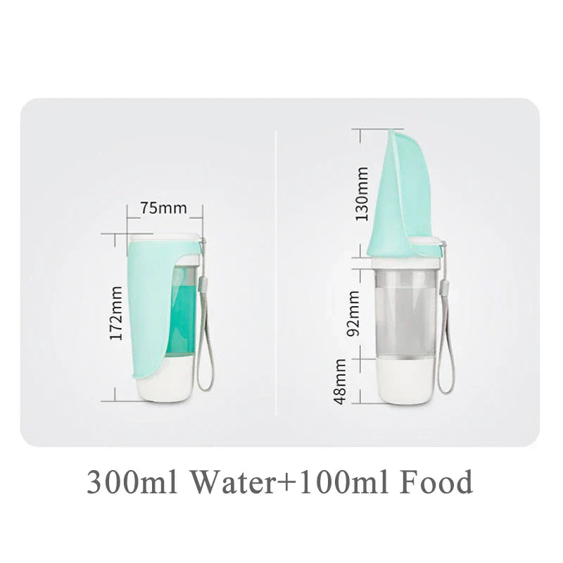 AquaPaws 2-in-1 Dog Water Bottle | With Foldable Bowl & Food Compartment | For Small & Large Dogs | Ideal for On-the-Go