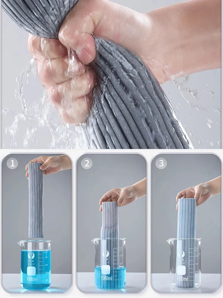 Mopilo Folding Sponge Mop | Without Hand Contact | 125 cm Length | For Tiles, Wood & Glass