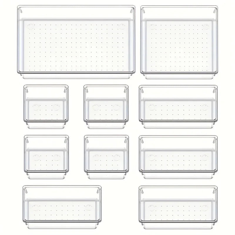 Clearyx Organizer Set | 18-piece Transparent | Modular & Stackable | For Bathroom, Kitchen & Office