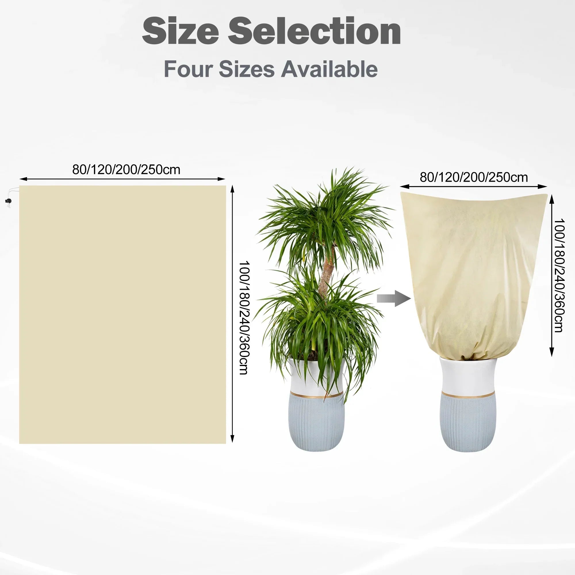 Winter protection cover for plants - Frost protection with zipper and drawstring, breathable for palms and potted plants in the garden