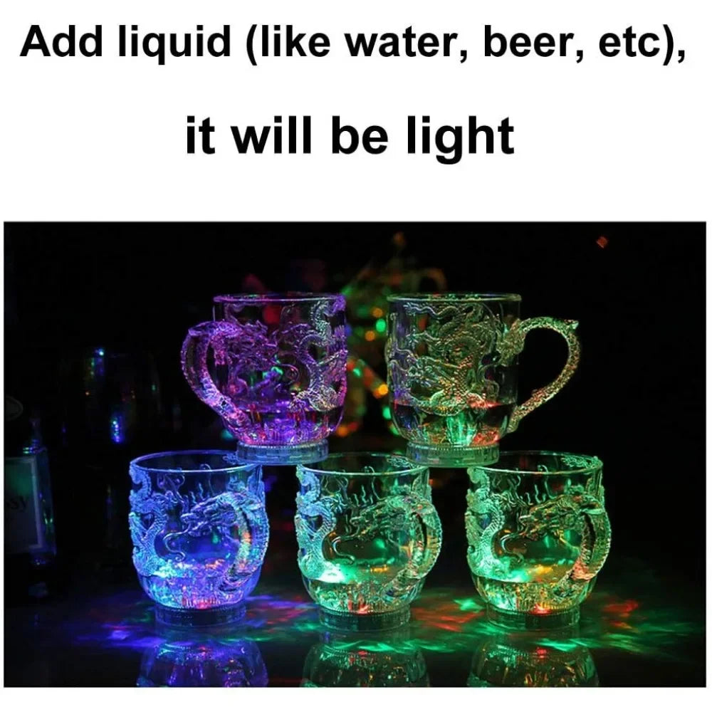 1 piece color changing luminous LED dragon mug water activated lights beer coffee milk tea wine whiskey bar cup travel creative gift