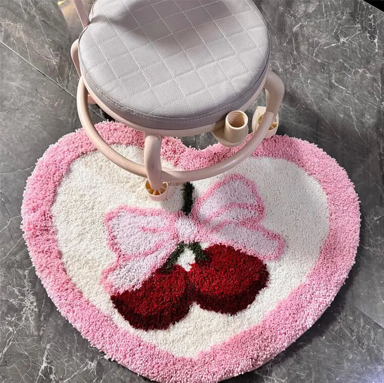 Pink Bow Heart Tufted Mat