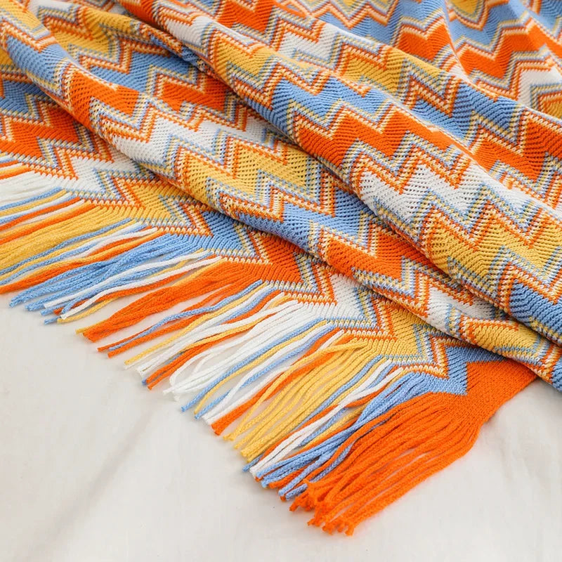 CasaLoom | Boho Blanket with Fringes | Rust Red | Soft & Light