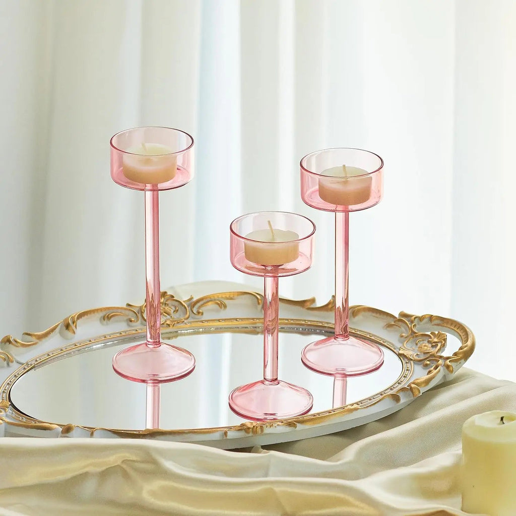 3-Piece Tealight Glass Candle Holder Set