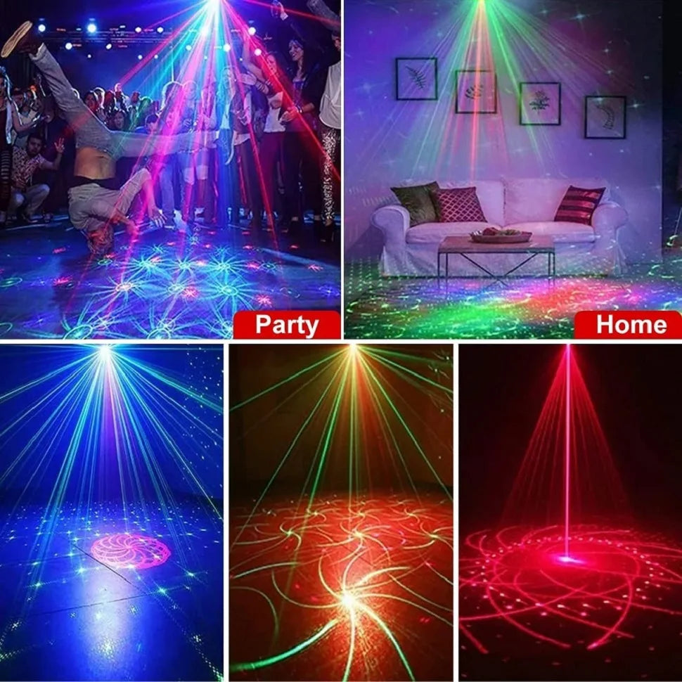RGB Disco Lights Stage DJ Party Laser Projector - Strobe Club Home Holiday Decoration Lamp for Party Mood