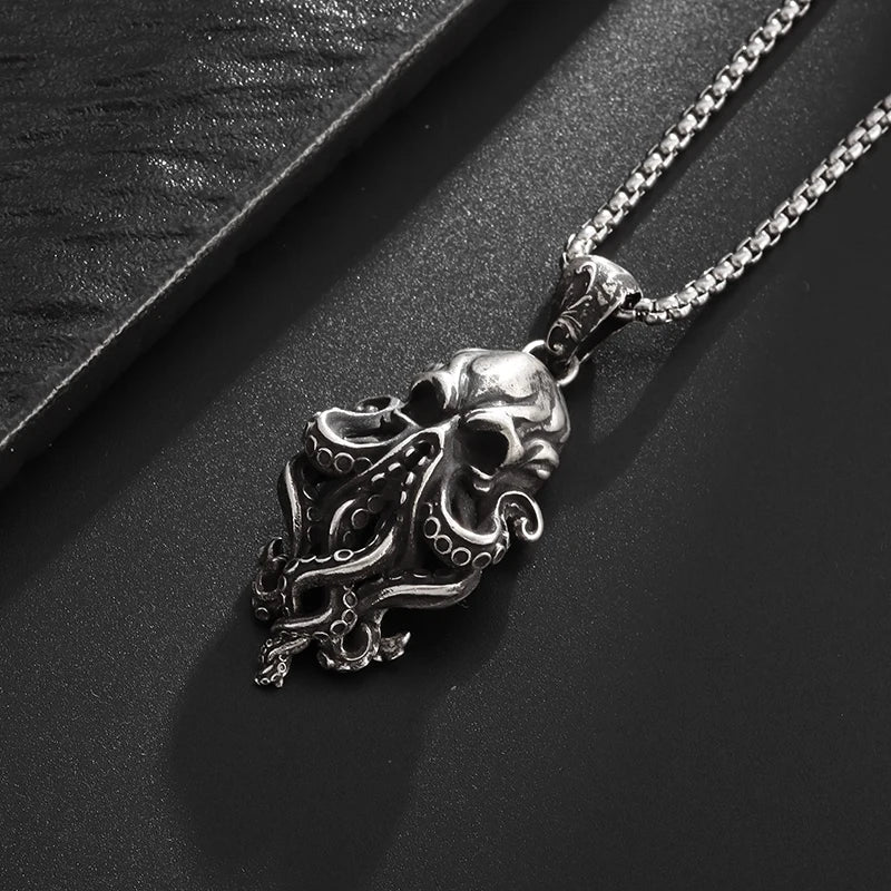 Gothic Skull Octopus Tentacle Necklace