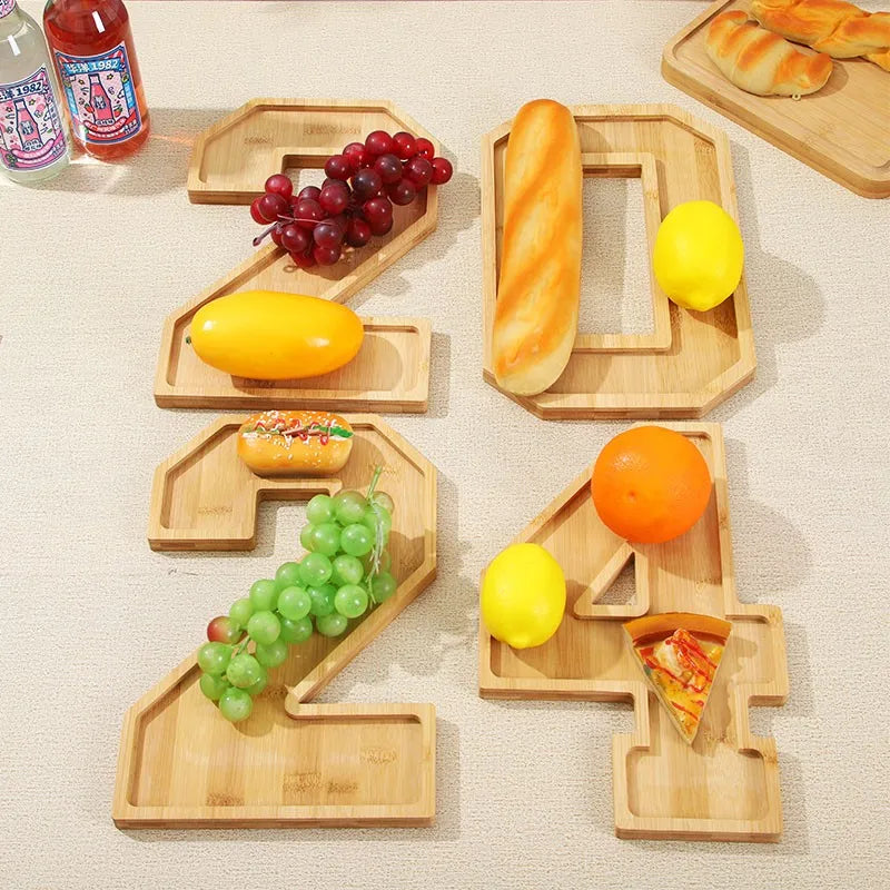 Wooden Numbers Serving Tray