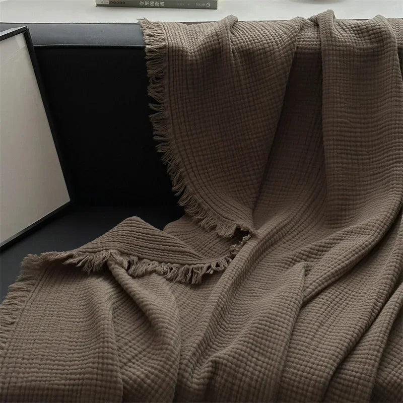 Solid color cotton sofa blanket
