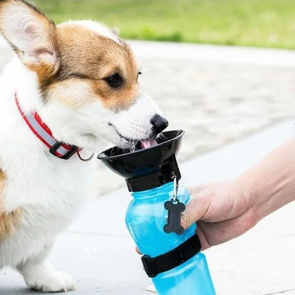 Dog Water Bottle HydroPaws | 2-in-1 with Bowl | Leak-proof & Portable | 500ml | Blue, Pink, Grey