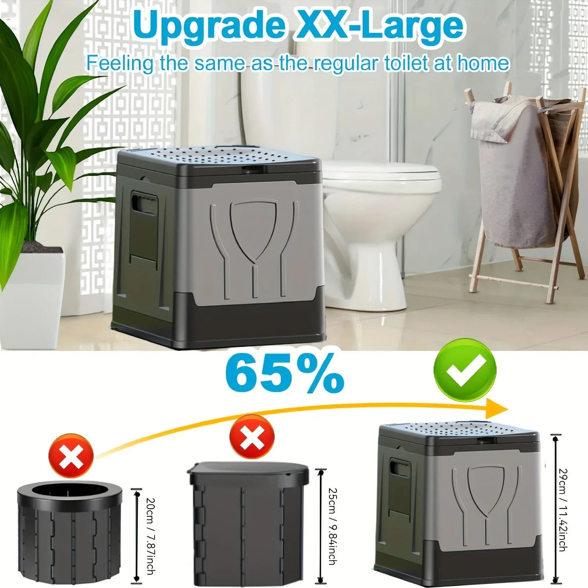 Foldable Camping Toilet Camploo XL | Portable with Lid | Extra Large & Sturdy | For Outdoor, Travel & Boat