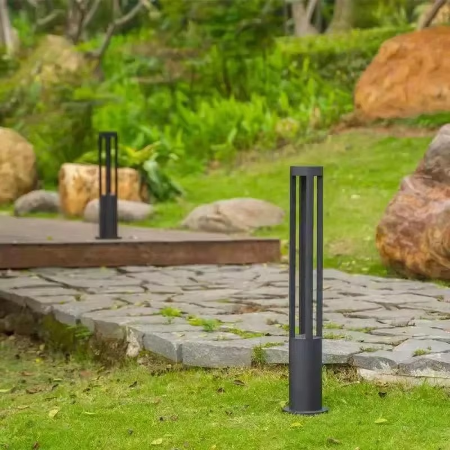 Outdoor LED Bollard Light - Sleek Black Garden Pathway and Lawn Illuminator
