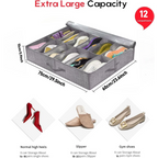 OrdiShoe Shoe Organizer | Under Bed Storage | 12 Pairs Capacity | Dustproof & Foldable