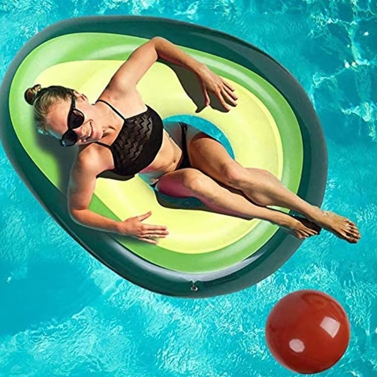 Inflatable Avocado Pool Float with Detachable Ball