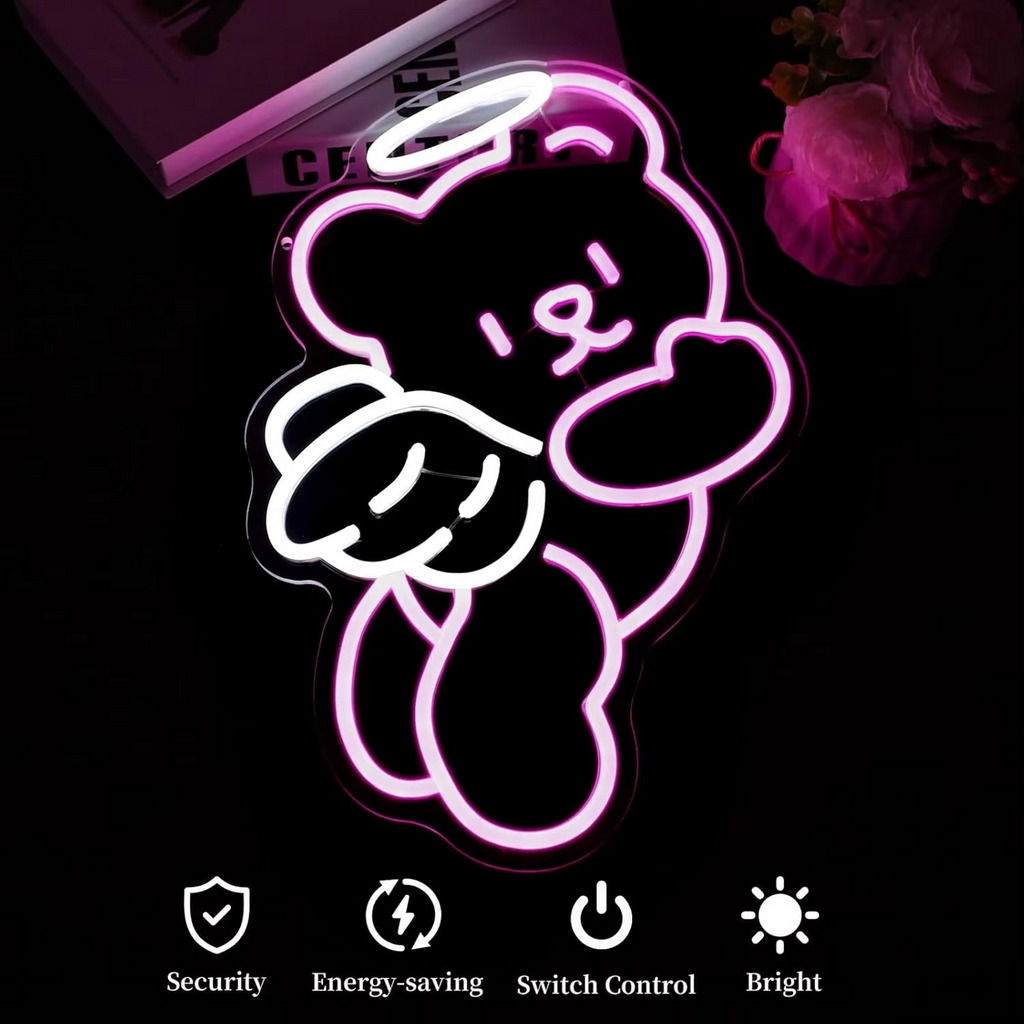 Charming Bear Neon Light with Dimmer - USB Powered Wall Decor