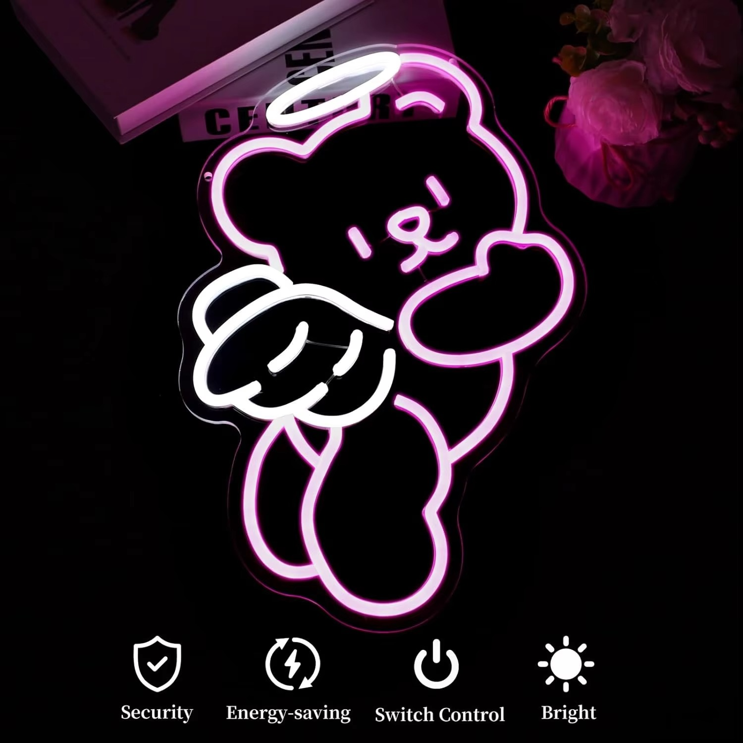 Charming Bear Neon Light with Dimmer - USB Powered Wall Decor