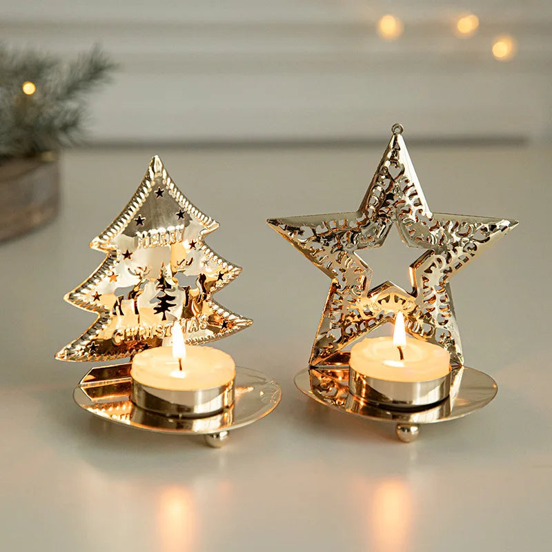 Gold Christmas Candle Holder