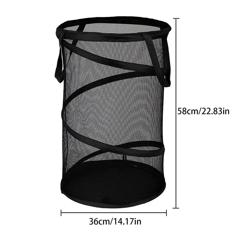 SPIRAFOLD Laundry Basket | Foldable & Breathable | Mesh Design with Carry Handles | For Home, Bathroom & Student Apartment