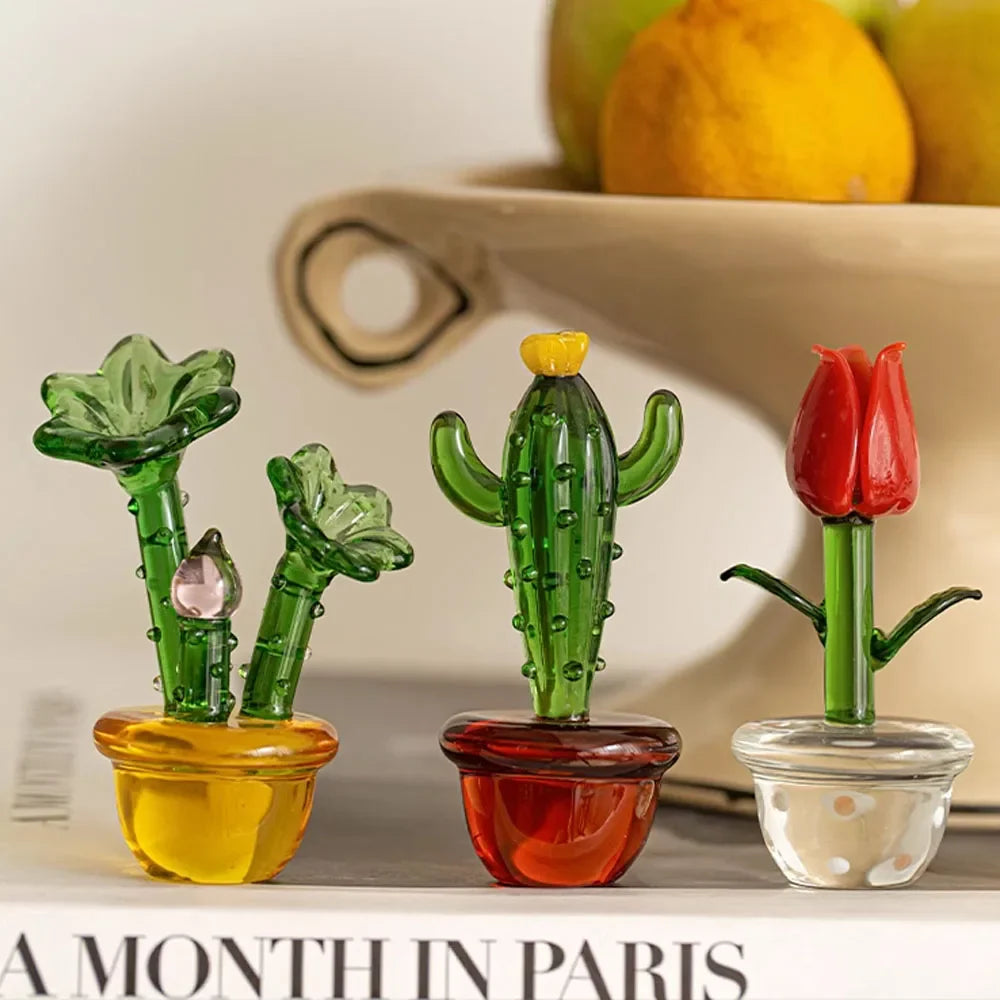 Plants with Pot Glass Ornament