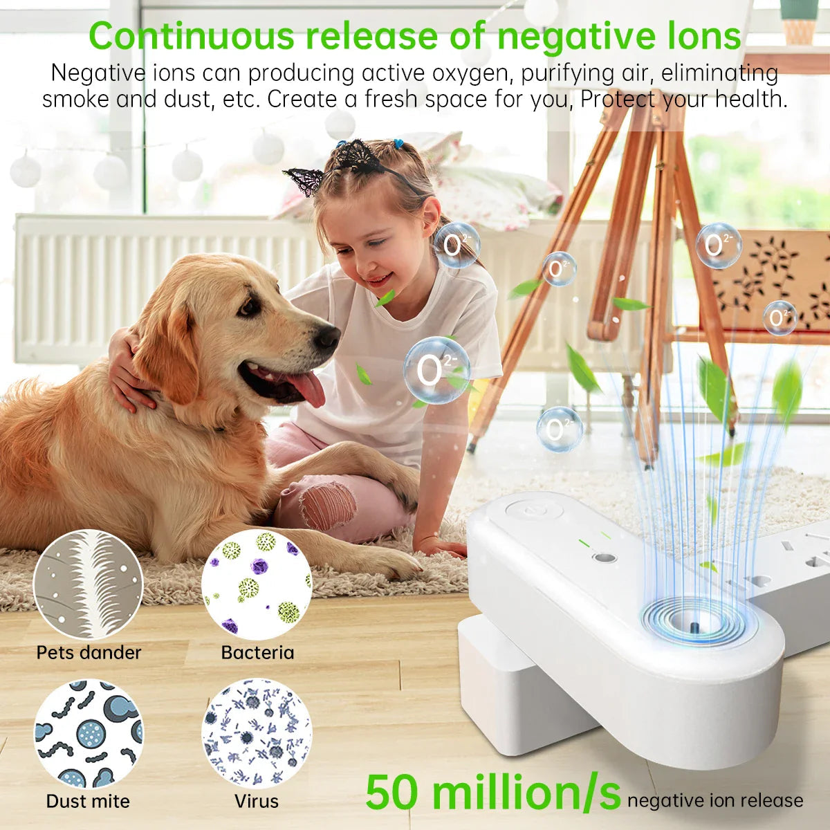 Air purifier & night light Aeroluna | Ion technology without filter | For bedroom, kitchen & office | Compact & quiet