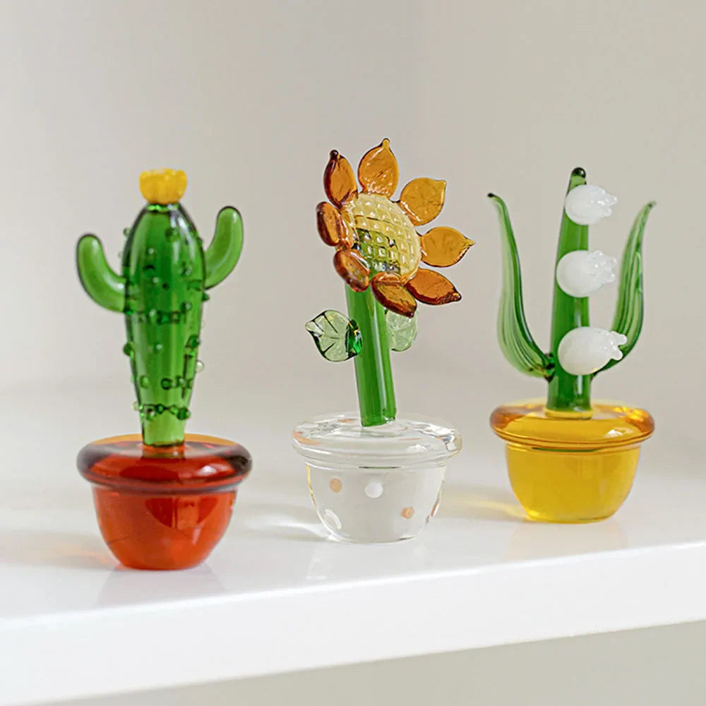 Plants with Pot Glass Ornament