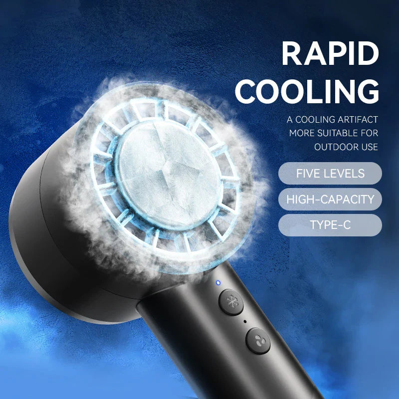 Brisano AirCool Mini Hand Fan with Cooling Function | 5 Speeds | LED Display & USB Charging | Quiet & Portable | For Travel, Office & Outdoor