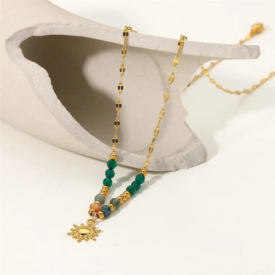 Dainty Boho Inspired Sun Pendant Necklace