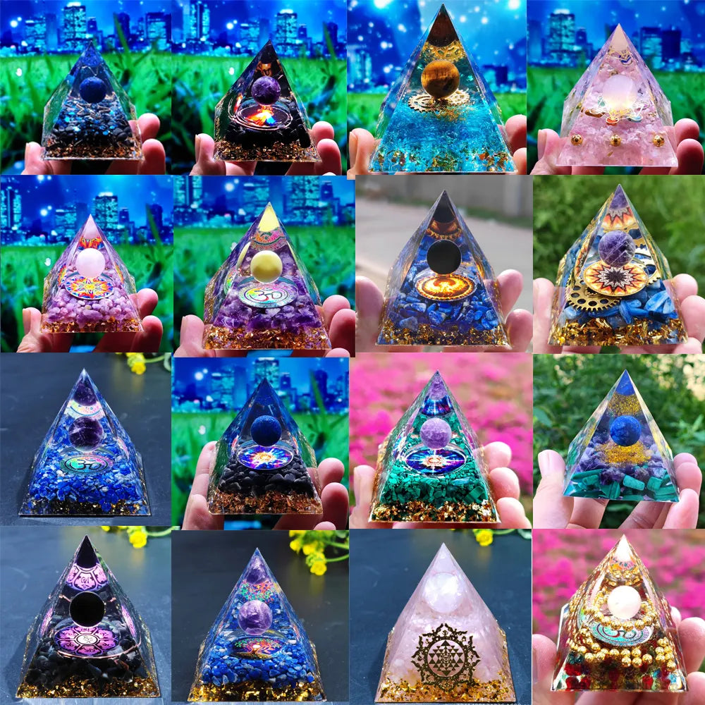 Orgonite Pyramid with Amethyst Pendulum – Energy, Protection and Decoration