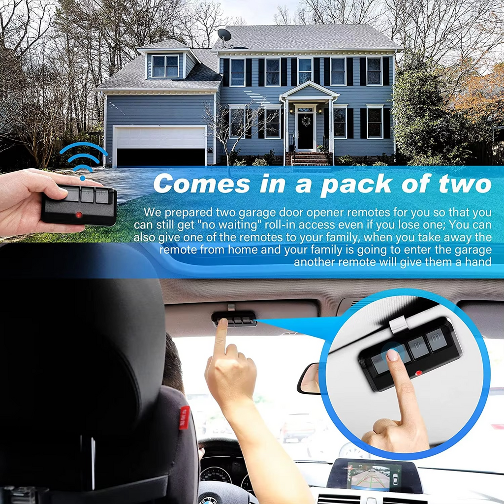 Universal Garage Door Remote Opener Compatible with 315MHz and 390MHz Systems