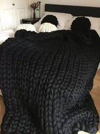 Chunky Knit Blanket – Cozy Wool Blanket for Every Room – Soft & Warm – Perfect for Sofa and Bed