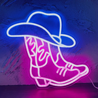 USB-Powered Cowboy Boots Neon Sign for Western Decor