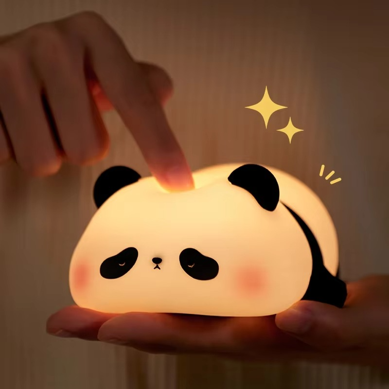 Panda Touch-Activated Silicone LED Nightlight – USB Rechargeable, Syncable Soft Glow Lamp