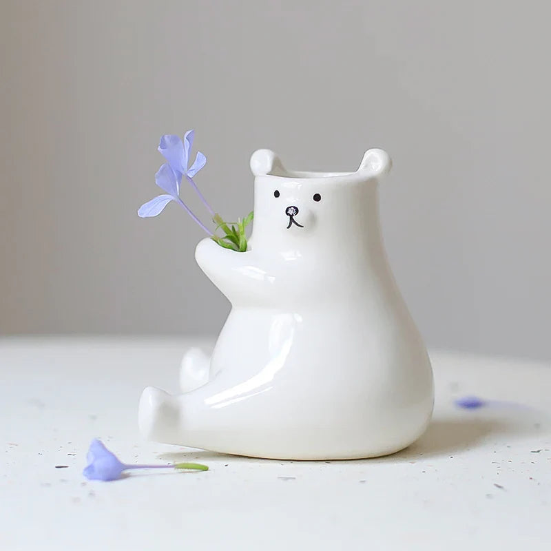 Bear with Flower Vase