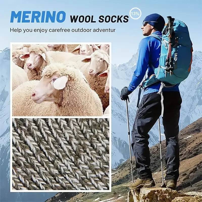 Extra Warm Merino Wool Socks For Hiking Unisex 38-46