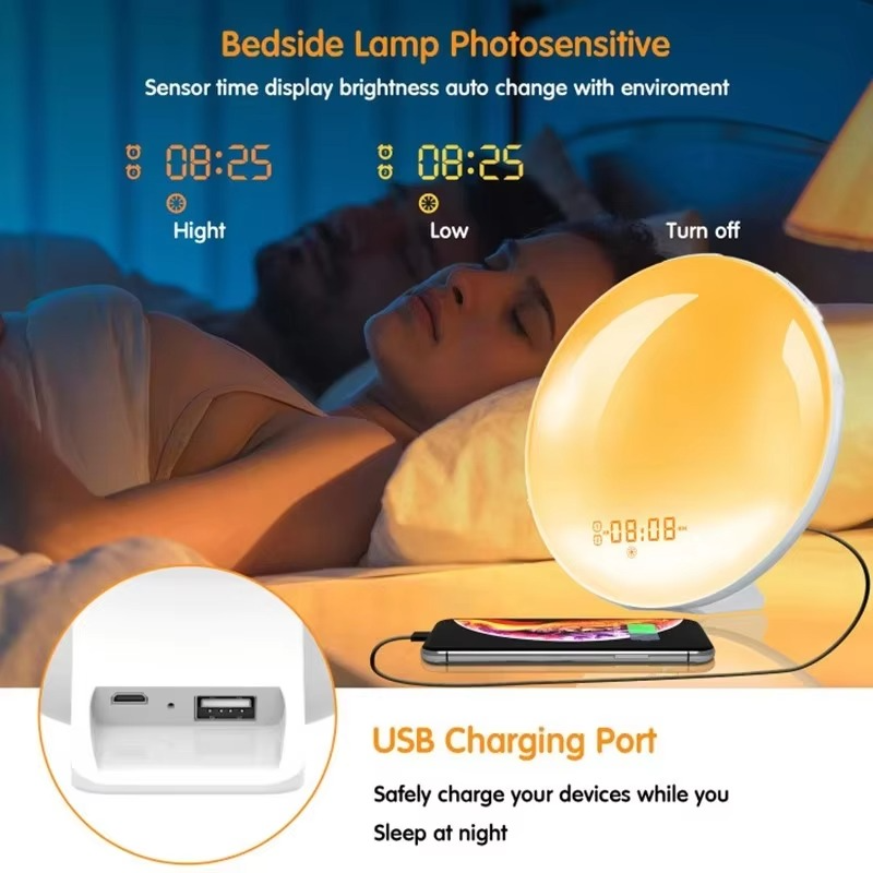 Sunrise Simulation Wake-Up Alarm Clock with Night Light & FM Radio