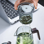 GIANXI Retro Glass Teapot Wood Handle Chinese Tea Ceremony Transparent Teawear Set Cup Filter High Boron Silicon Pot 530ML
