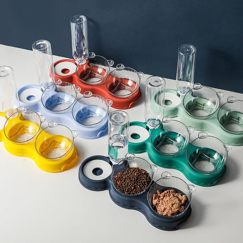 3-in-1 Feeding Station with Water Dispenser & Elevated Bowl