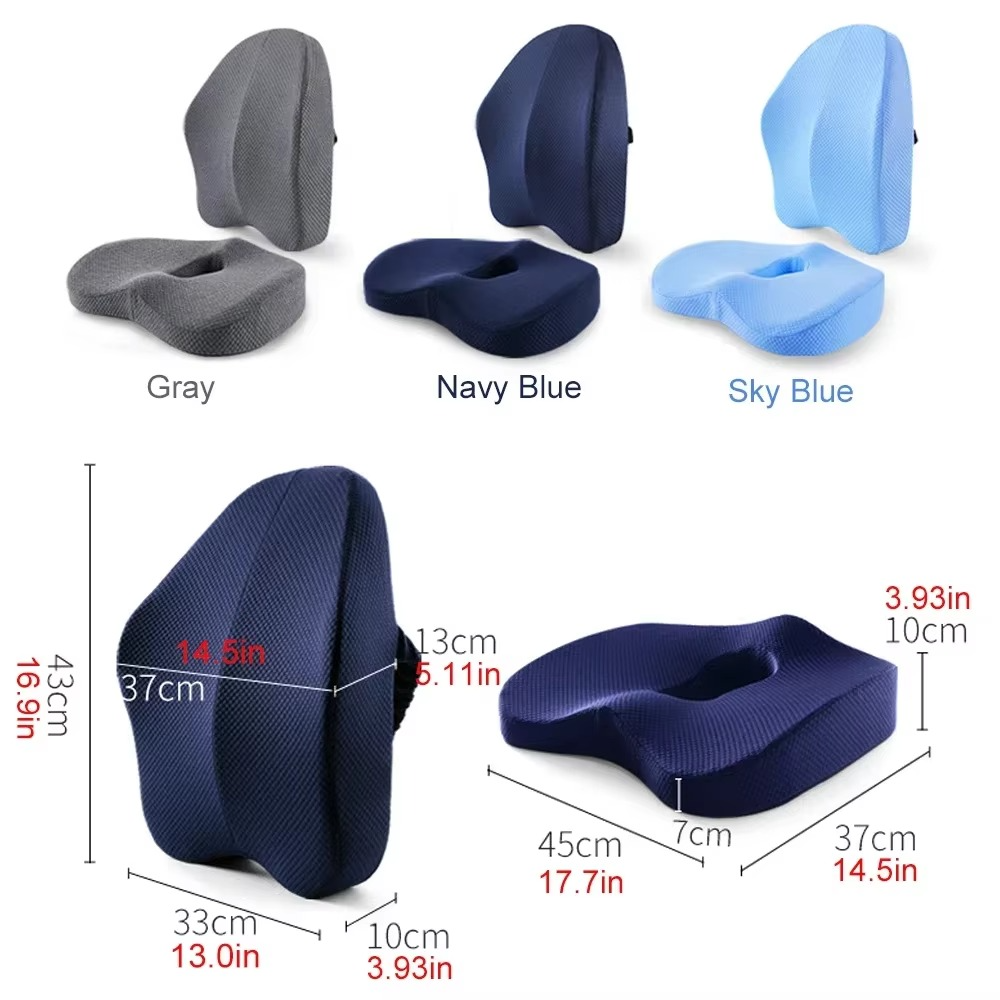 High-Density Memory Foam Seat Cushion with Tailbone Cutout for Office and Car