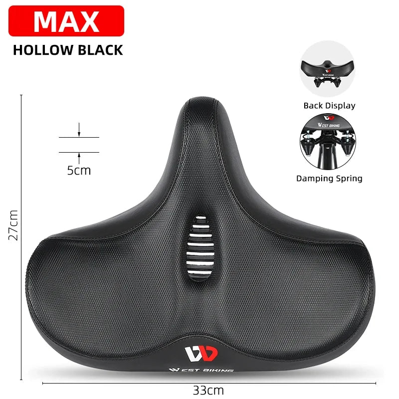 Wide Ergonomic Bike Saddle – Comfortable Saddle with Shock Absorption for City and Mountain Bikes