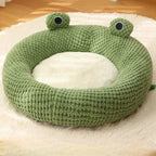 Pet Cave FroggiHome | Plush Frog Design | Semi-Closed & Round | 40–50 cm | For Cats & Small Dogs