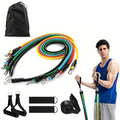 11-Piece TPE Resistance Band Set with Handles, Door Anchor, Ankle Straps, Carry Bag