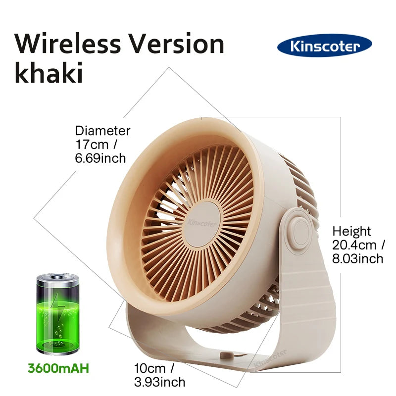 Brisano Mini Fan | 3600 mAh Battery | 4 Levels & USB | Compact & BPA-free